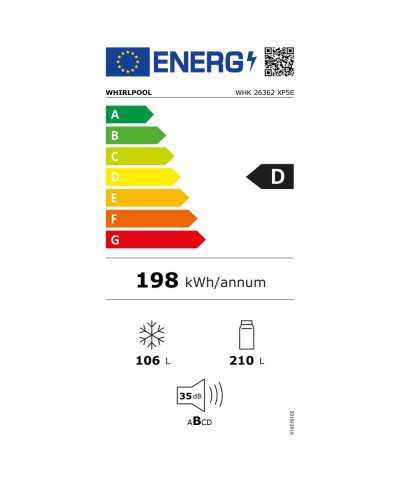 Frigo Combi No Frost 185 A 195 Cm. WHIRLPOOL GB WHK26362XP5E